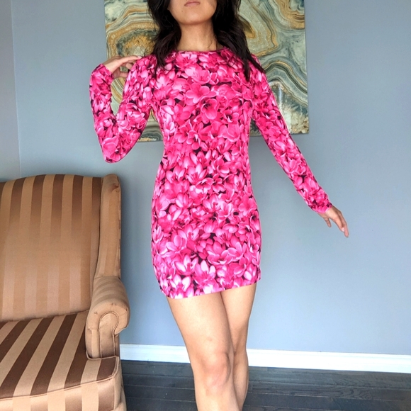 Michael Kors pink floral mini bodycon dress - Picture 4 of 5